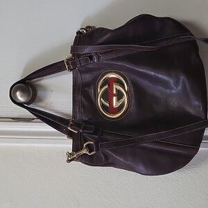 Gucci Britt Web Convertible Satchel Leather Large